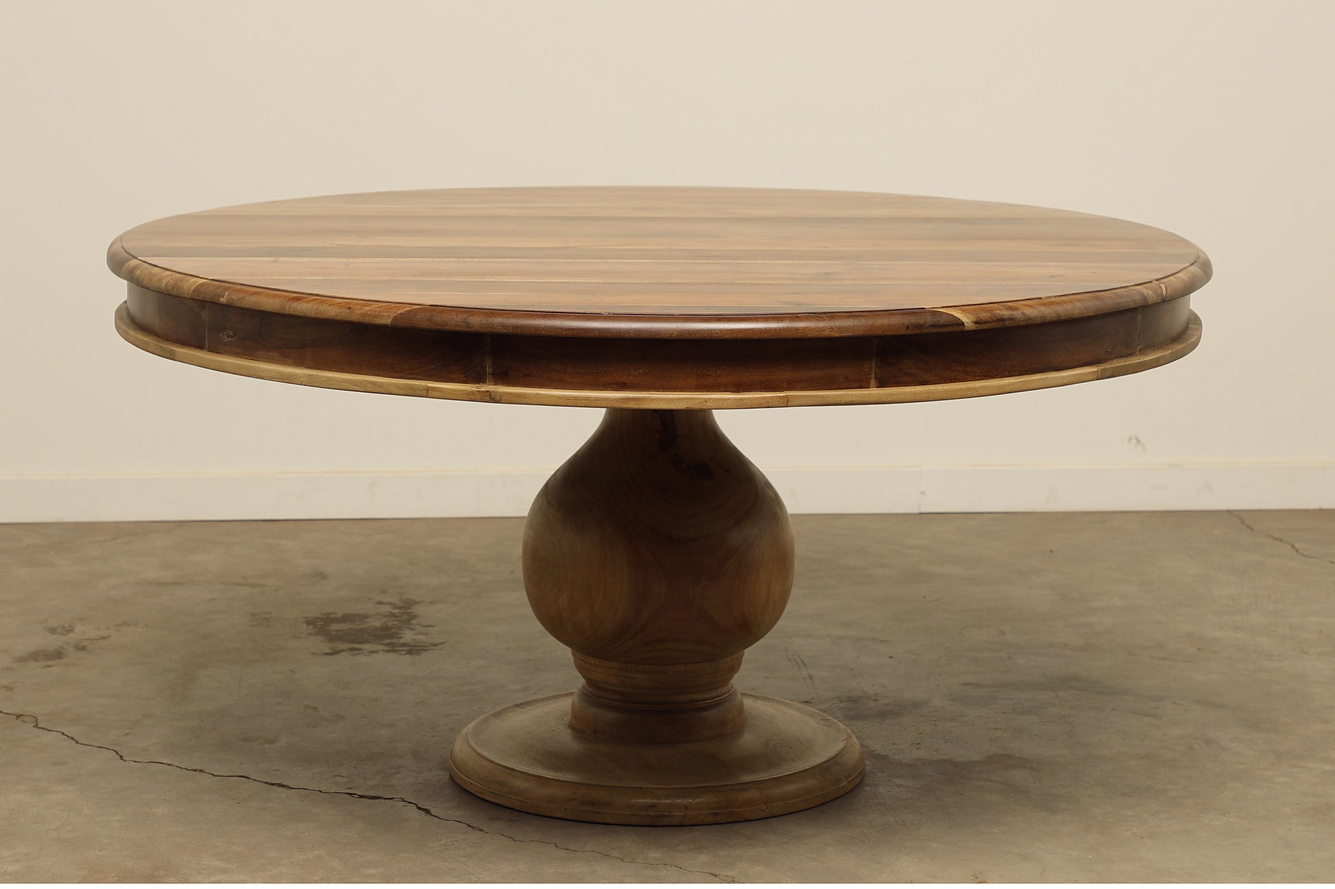 madison round dining table solid acacia wood pedestal base