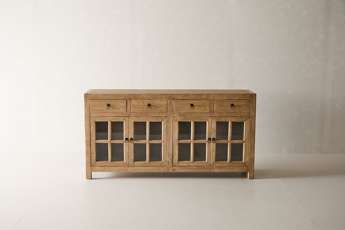 Glass-Panelled Poplar Sideboard