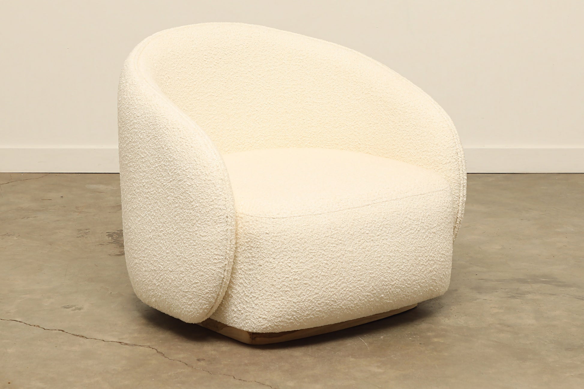 Ivory off-white boucle texture covered cushioned occasional chair - modern living room furniture home decor