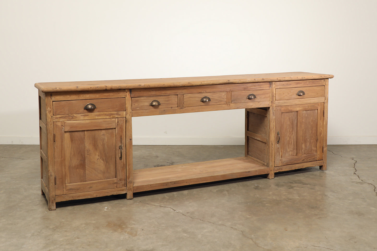 Vintage Open Shelf Teak Console