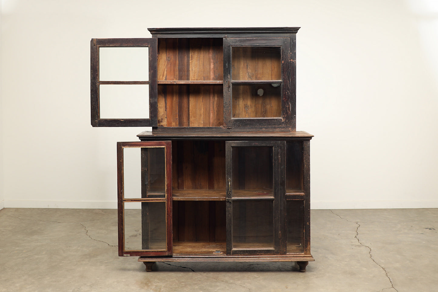 Vintage Two-Part Teak Cabinet