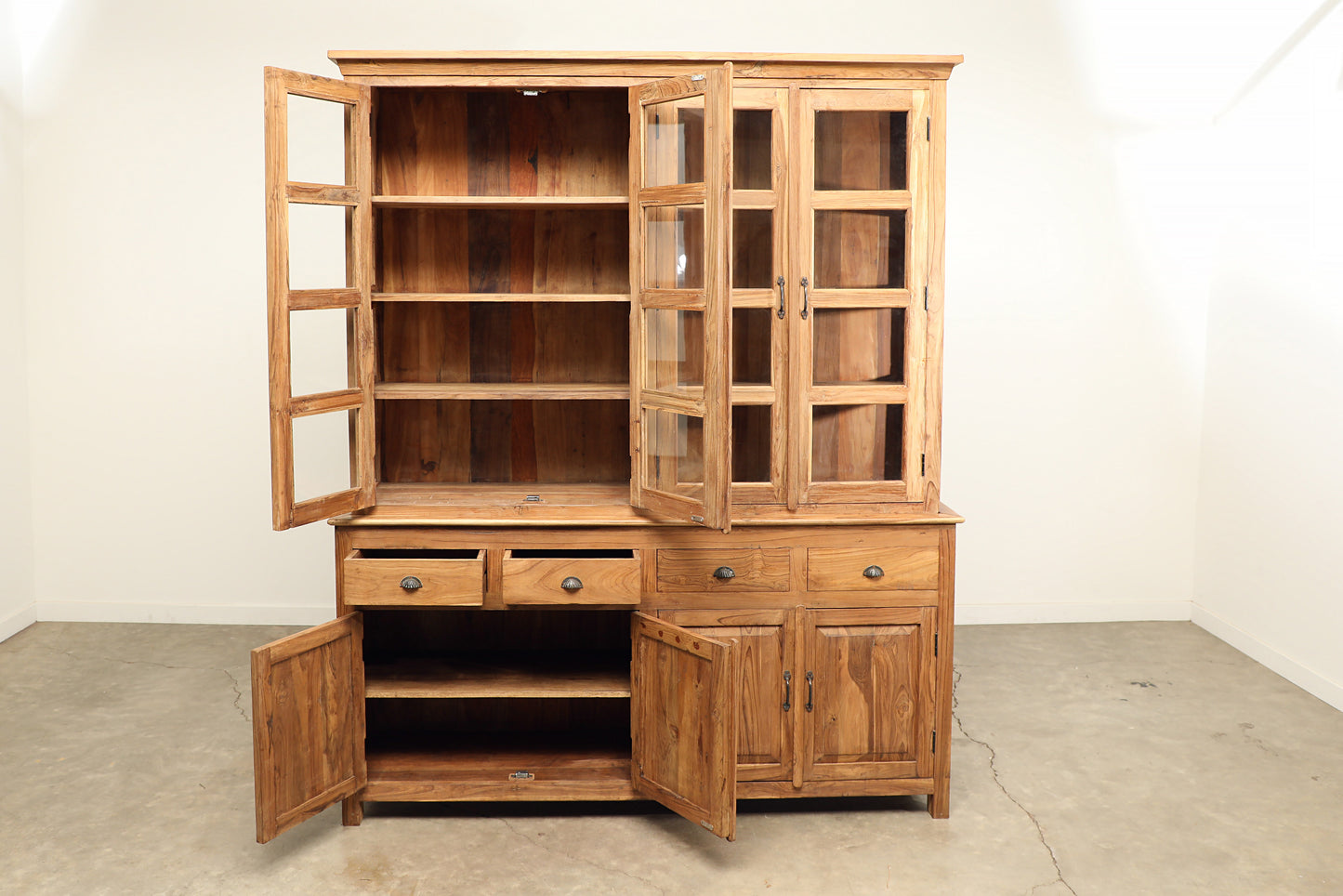 Vintage Two-Part Teak Cabinet