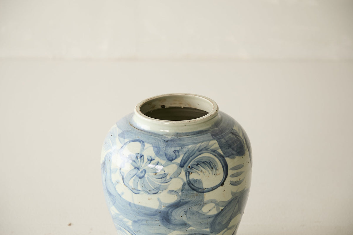Open-Top Floral Ginger Jar