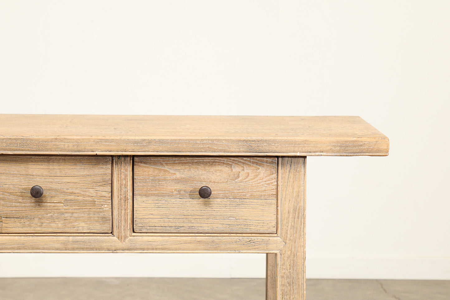 Vintage 4 Drawer Elm Console - Circa 1945