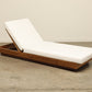 Armless solid teak wood Del Mar Outdoor Chaise Lounge with ivory cushion