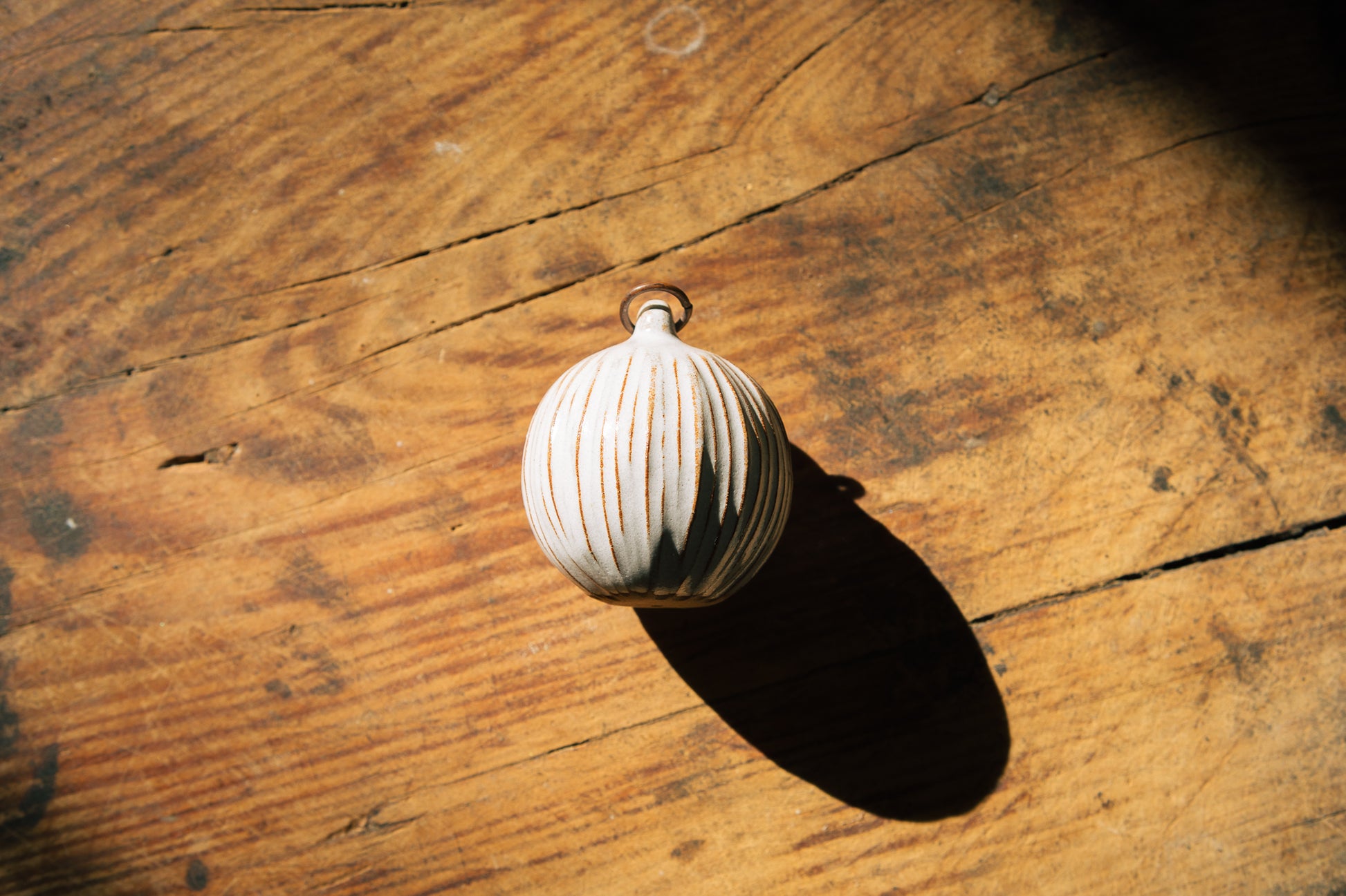 Rustic White Bauble Ornament I - Handmade Holiday Christmas Tree Ornaments