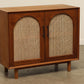 Teak wood rattan entryway small sideboard cabinet