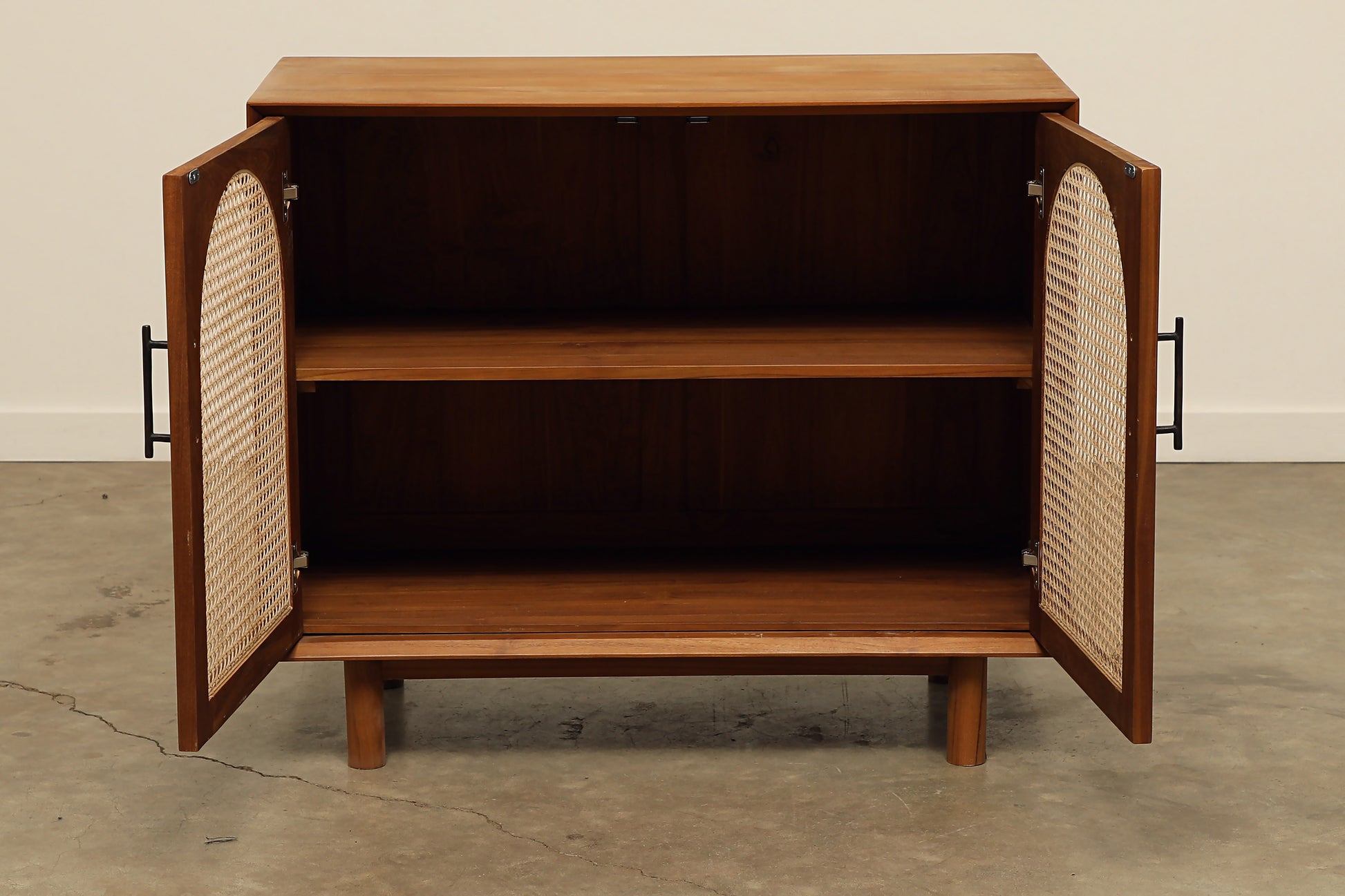 Teak wood rattan buffet small sideboard cabinet 