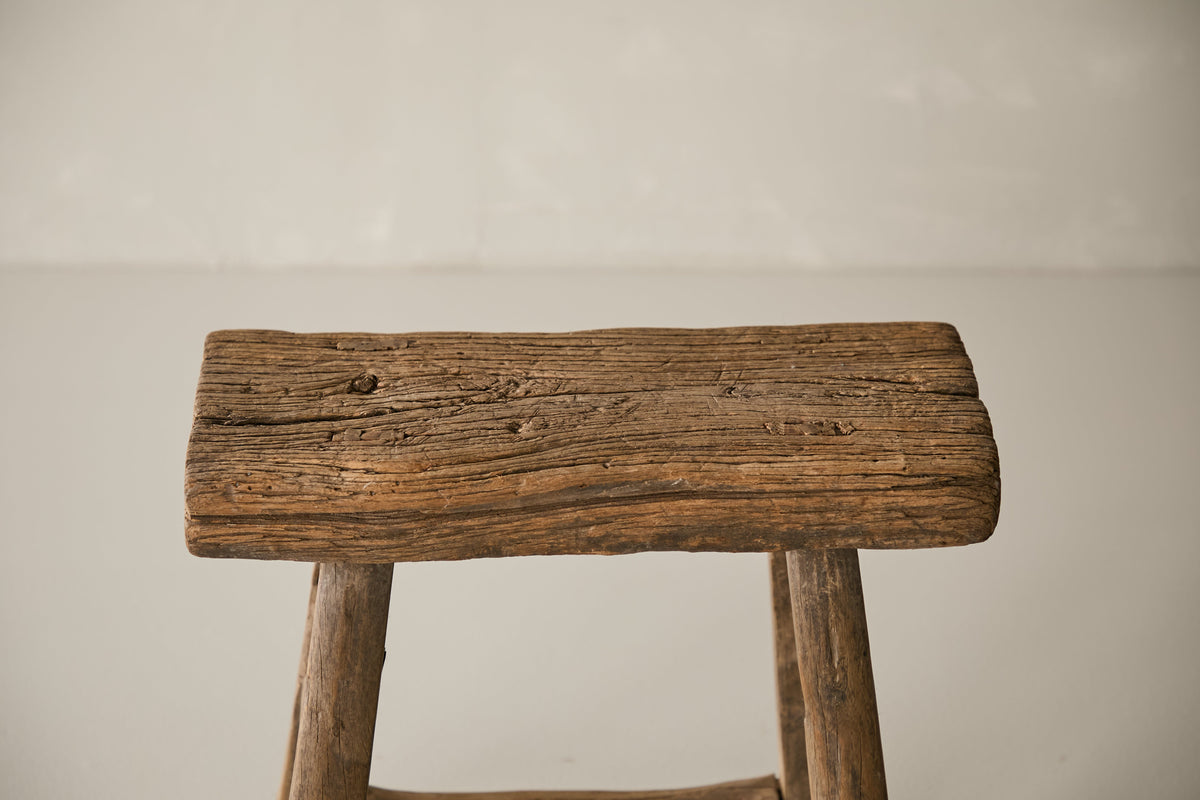 Vintage Solid Elm Ranch Stool - Circa 1955 No. K18