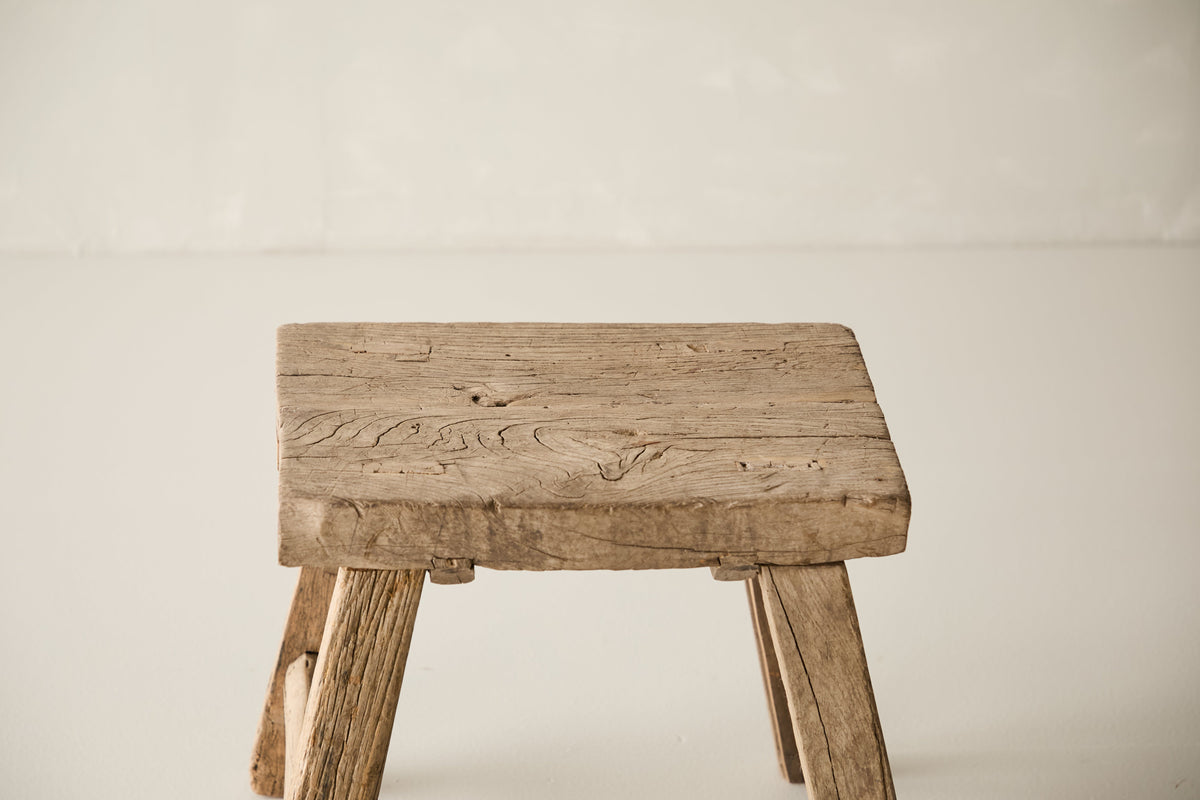 Vintage Solid Elm Ranch Stool - Circa 1955 No. K3