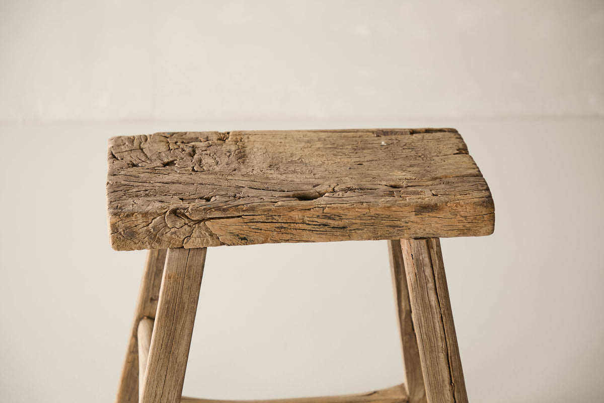 Vintage Solid Elm Ranch Stool - Circa 1955 No. K6
