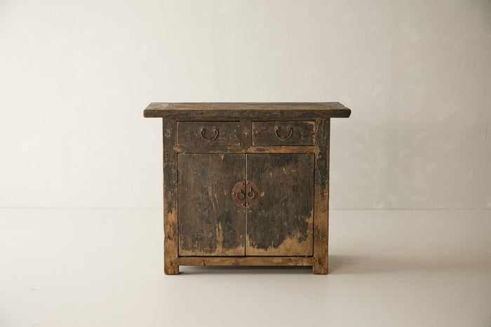 Antique Solid Elm Distressed Black Sideboard - Circa 1925 No. J10