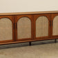 Teak wood rattan large two cabinet buffet sideboard