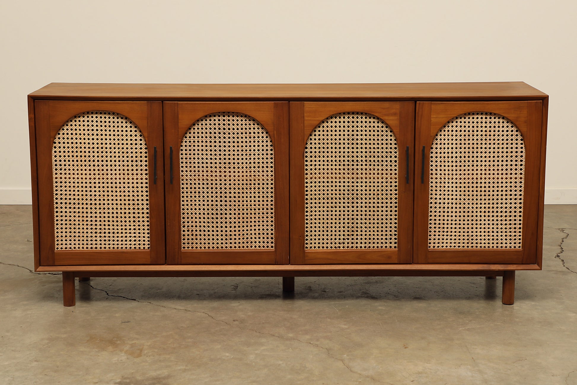 Teak wood rattan buffet sideboard cabinet 