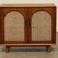 Teak wood rattan entryway small sideboard cabinet 