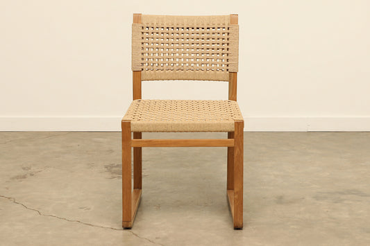 Teak wood woven seagrass cord back and seat kitchen and dining chair - coastal decor chairs