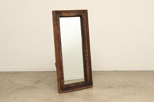 (SCQ061) Vintage Carved Teak Mirror (27x3x53)