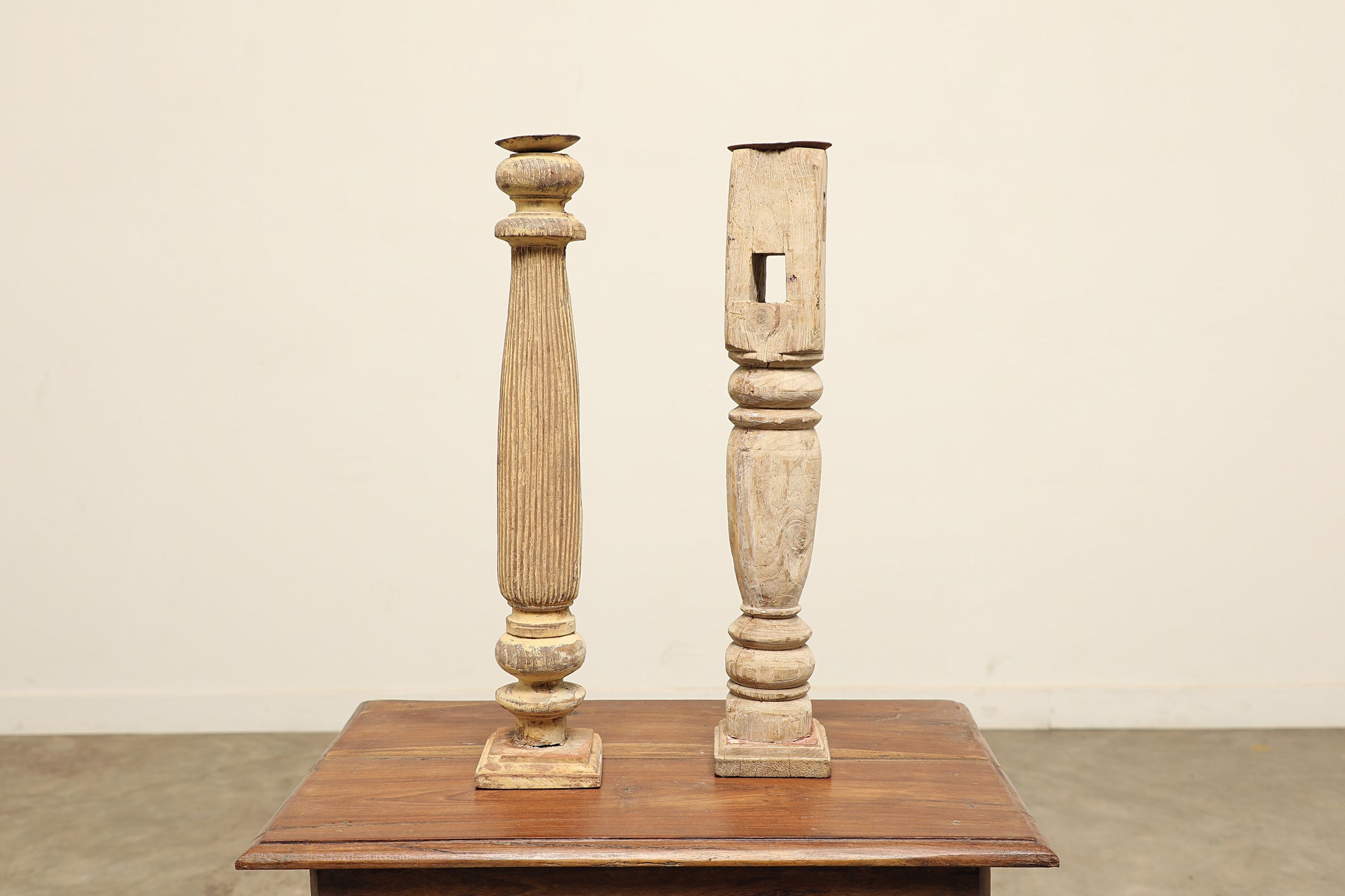 Unique vintage pillar candle stands made of acacia wood. Each holder adds timeless character and interest, making it a unique accent for any decor style