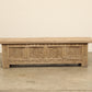 Unique vintage antique sideboard cabinet of natural wood with hand-carved details two cabinet drawers, circa 1920