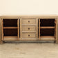 vintage rustic modern sideboard cabinet handcrafted of pine natural light wood in a farmhouse style, 79 inches long is narrow at 19 inches.