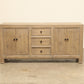 Vintage rustic modern sideboard cabinet handcrafted of pine natural light wood in a farmhouse style, 79 inches long is narrow at 19 inches.