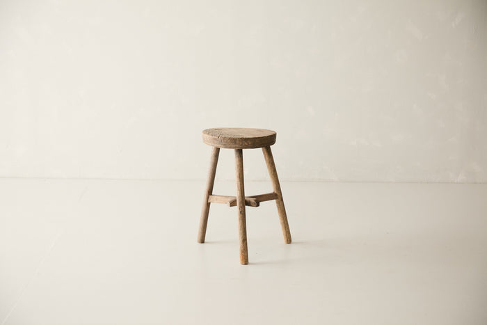 Vintage Solid Elm Cobbler Stool - Circa 1955 No. J25