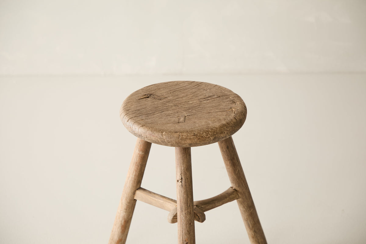 Vintage Solid Elm Cobbler Stool - Circa 1955 No. J12