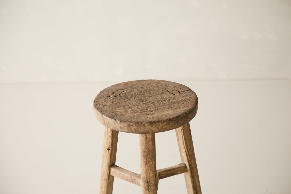 Vintage Solid Elm Cobbler Stool - Circa 1955 No. J13