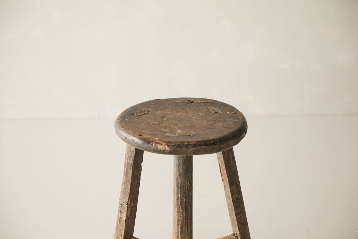 Vintage Solid Elm Cobbler Stool - Circa 1955 No. JJ2