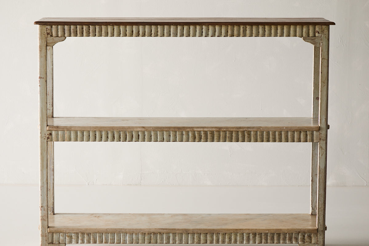 Vintage Marble and Teak Shelf