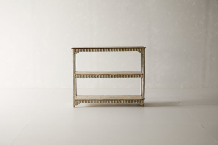Vintage Marble and Teak Shelf