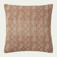 Clay rust tone and natural beige woven cotton textural modern 22-inch square throw pillow.