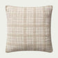 Natural beige and ivory palette in a textural boucle, the square throw pillow cover is made of cotton, polyester, and rayon.
