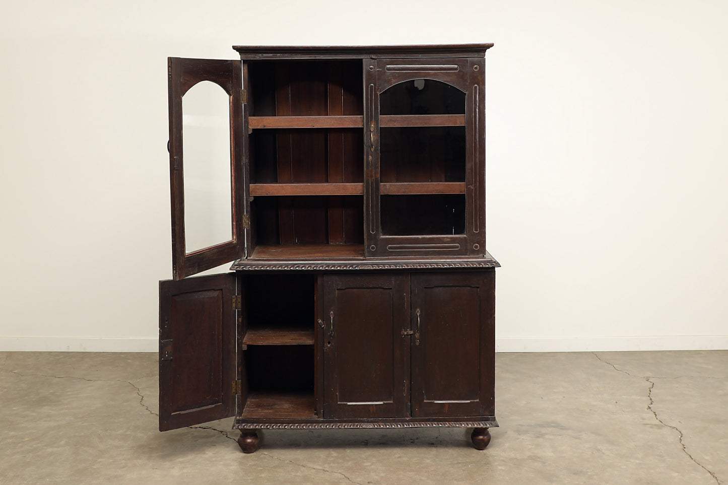 Vintage Two-Part Teak Cabinet