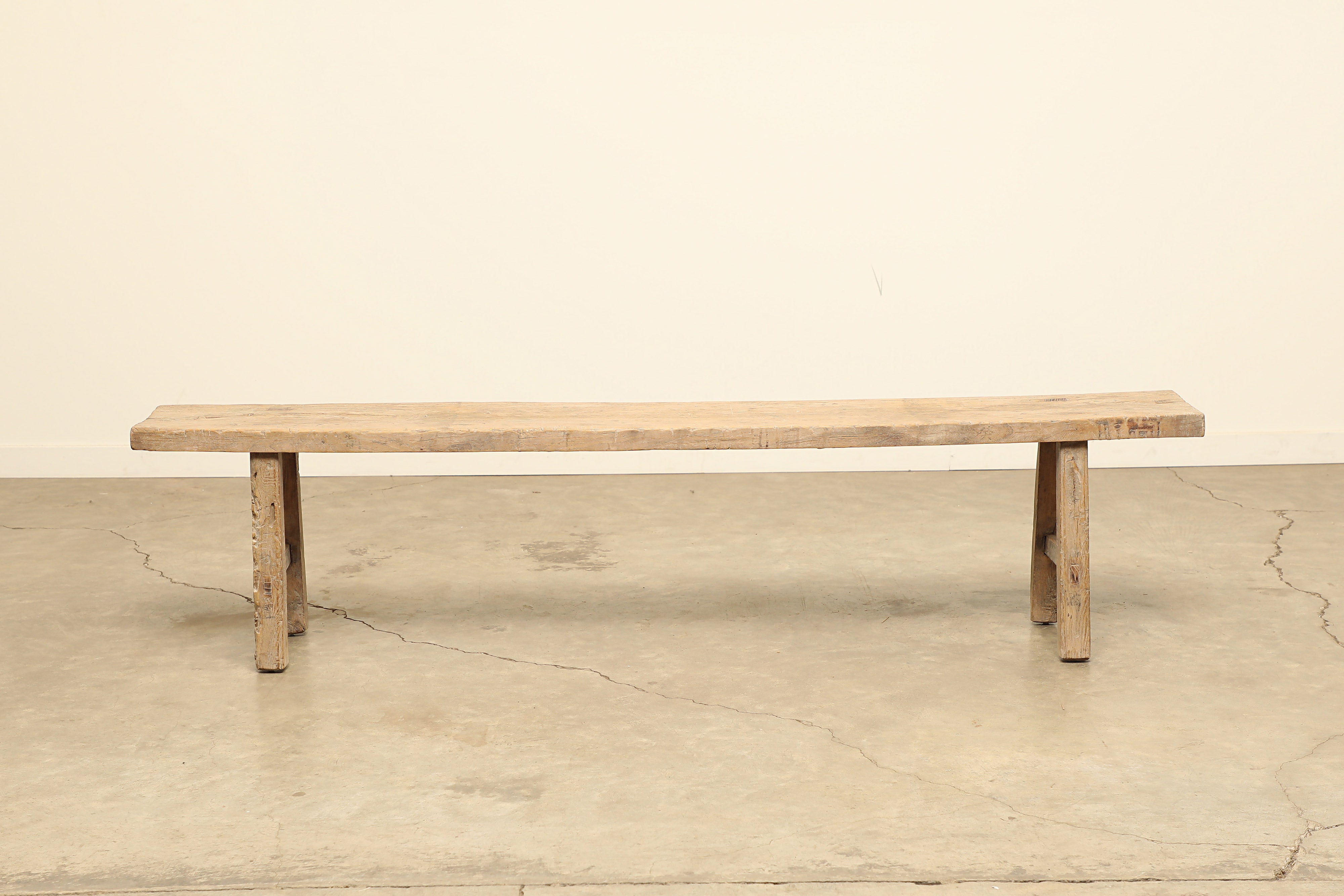 (GAZ025) Vintage Elm Bench Circa 1945 (85x10x20) Habitat Home & Garden