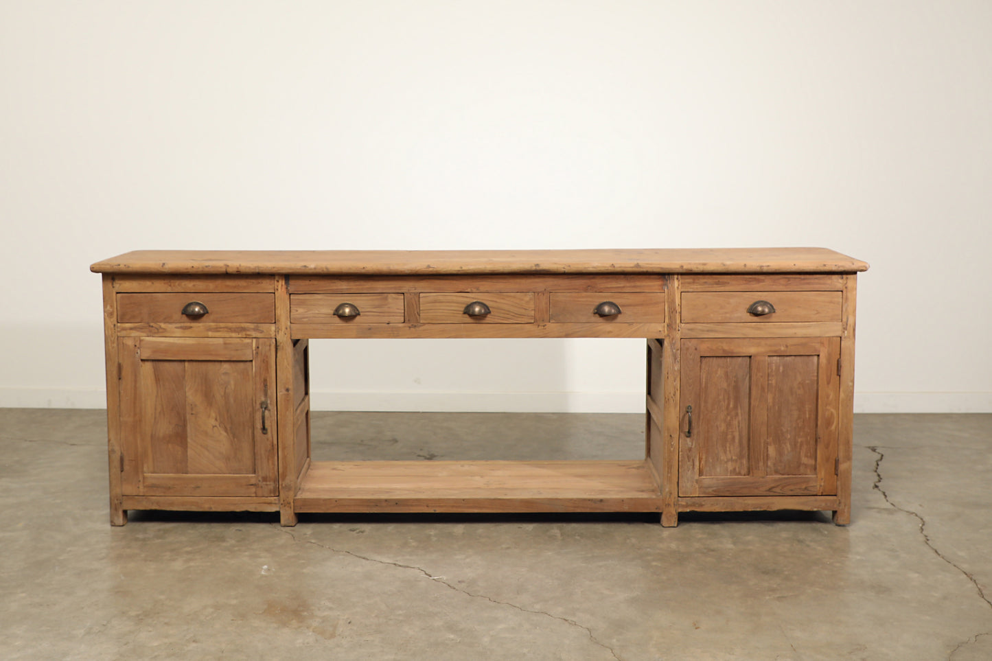 Vintage Open Shelf Teak Console