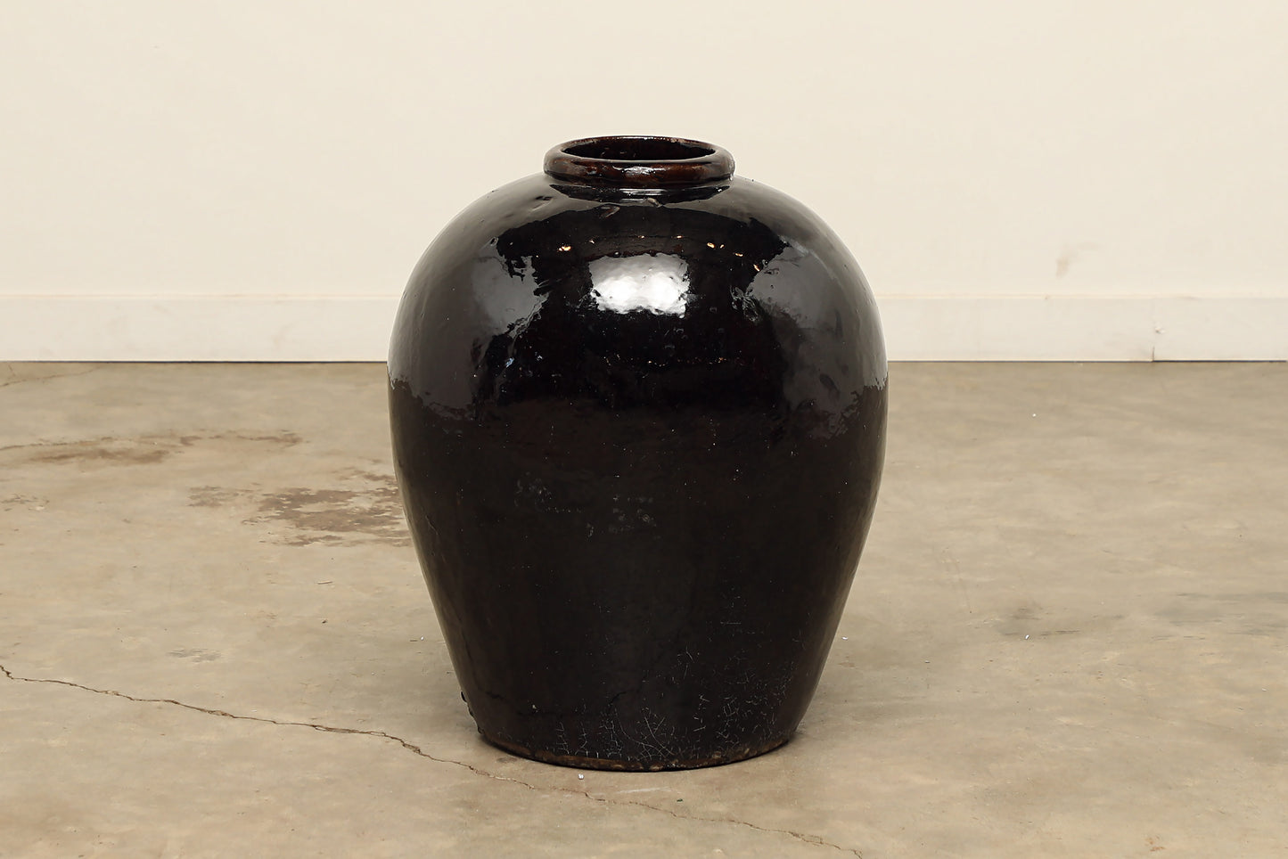 Antique Vintage Jiangsu Pot no.24 Black Ceramic Floor Vase