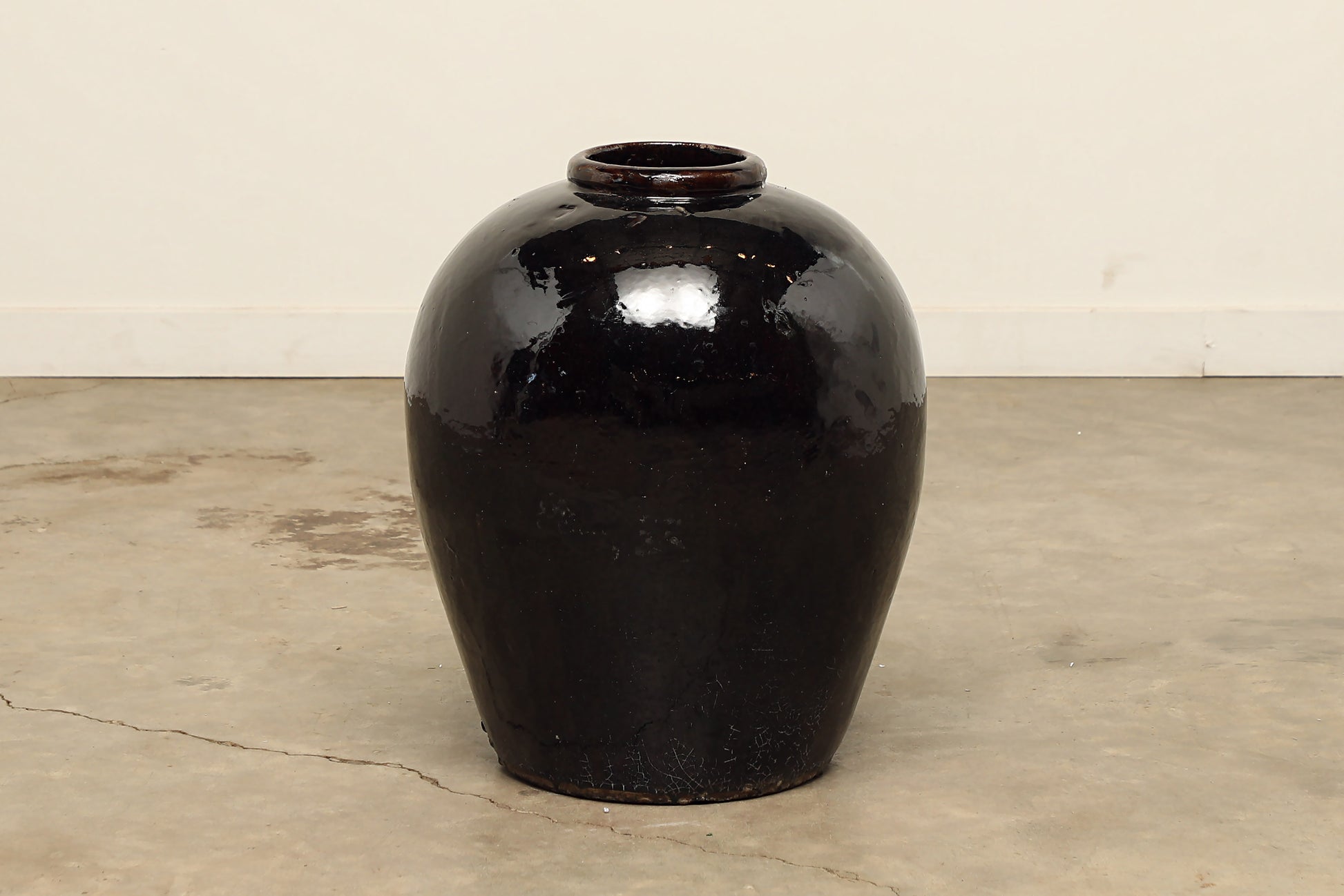 Antique Vintage Jiangsu Pot no.24 Black Ceramic Floor Vase