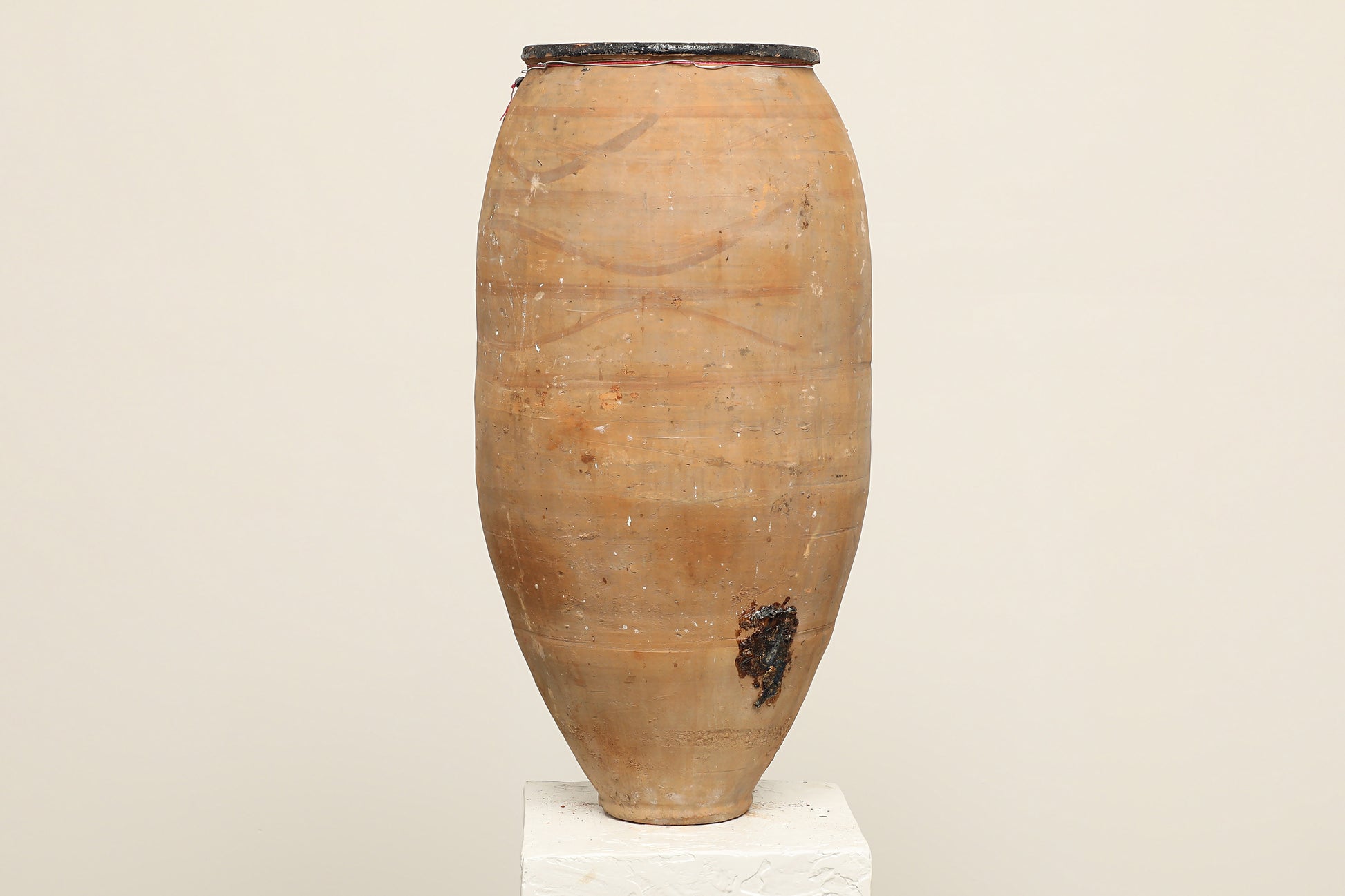 A one-of-a-kind clay brown Turkish vintage vase pot without handle, crafted from terra cotta clay, this piece showcases timeless quality and antique craftsmanship, adding a unique touch of history to your space
