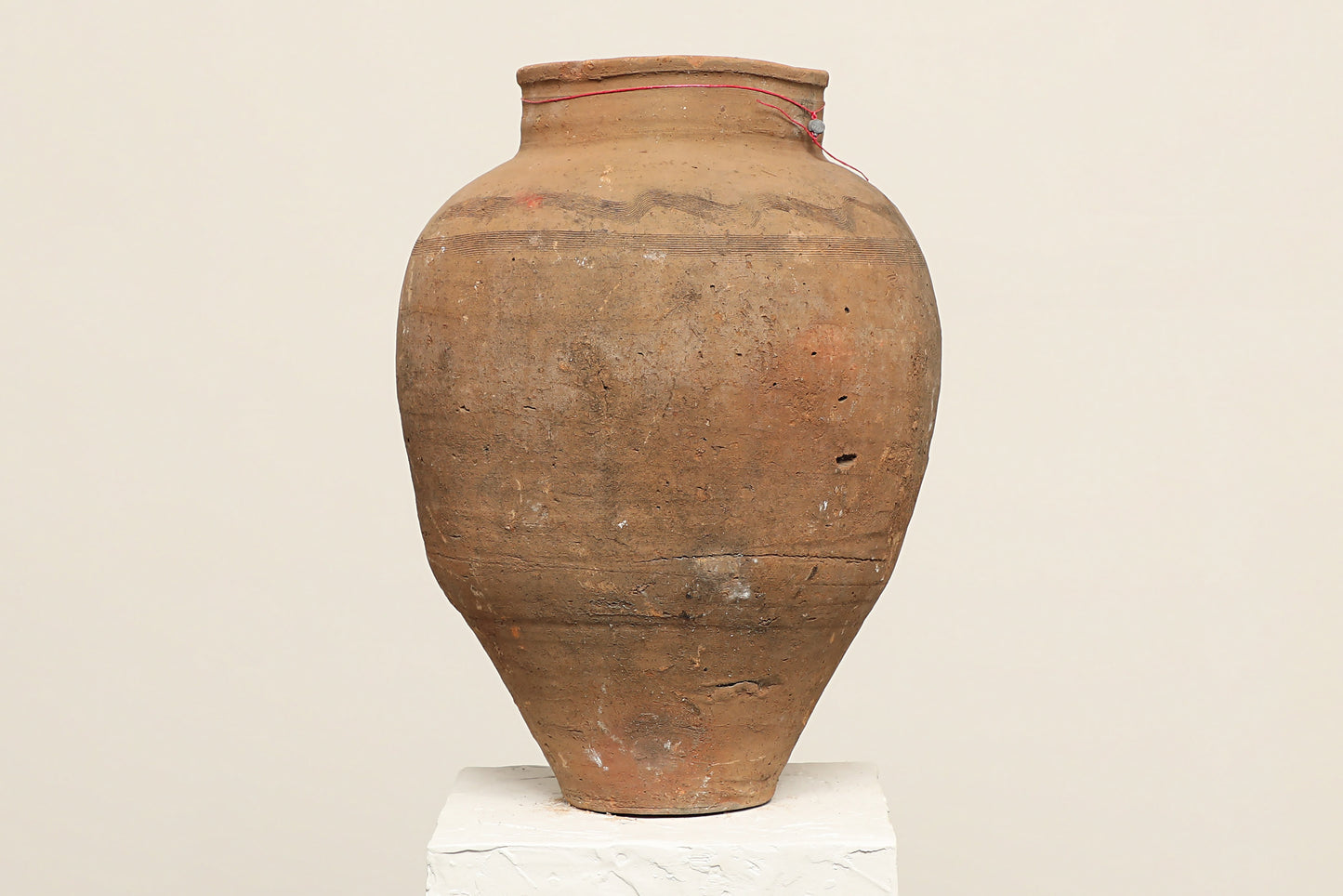 A one-of-a-kind dark brown Turkish vintage vase pot without handle, crafted from terra cotta clay this piece showcases timeless quality and antique craftsmanship, adding a unique touch of history to your space