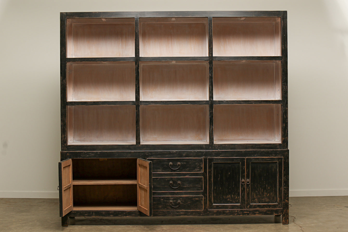 Nobu pine wood old-world style accent cabinets with storage.