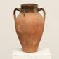 A one-of-a-kind rustic red Turkish vintage vase pot with two handles, crafted from terra cotta clay, this piece showcases timeless quality and antique craftsmanship, adding a unique touch of history to your space