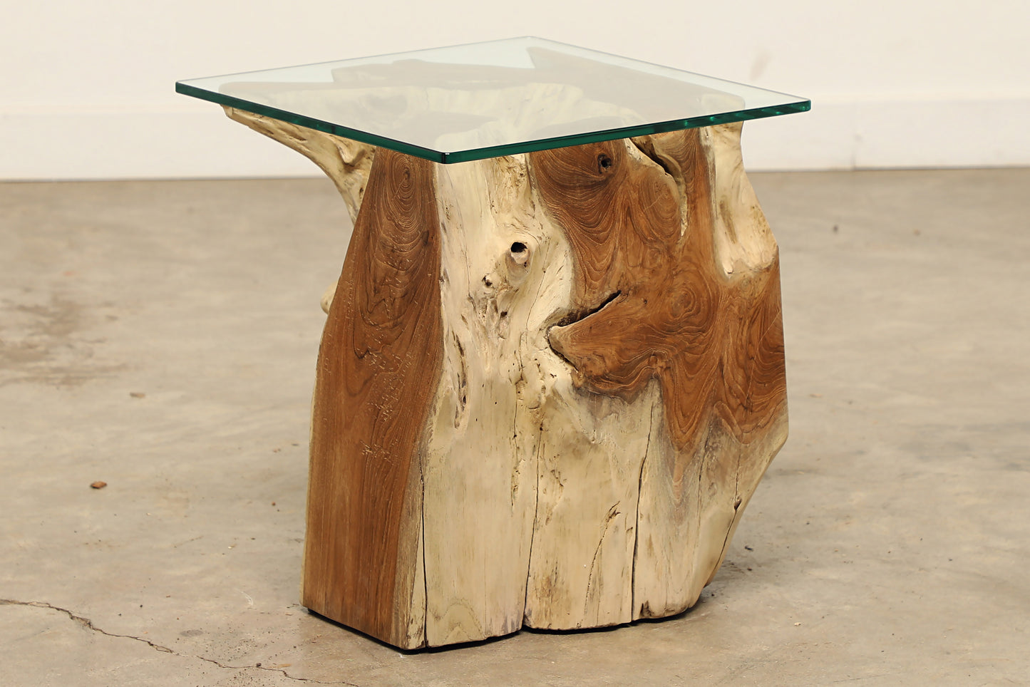 Teak Root Side Table - 16" Glass