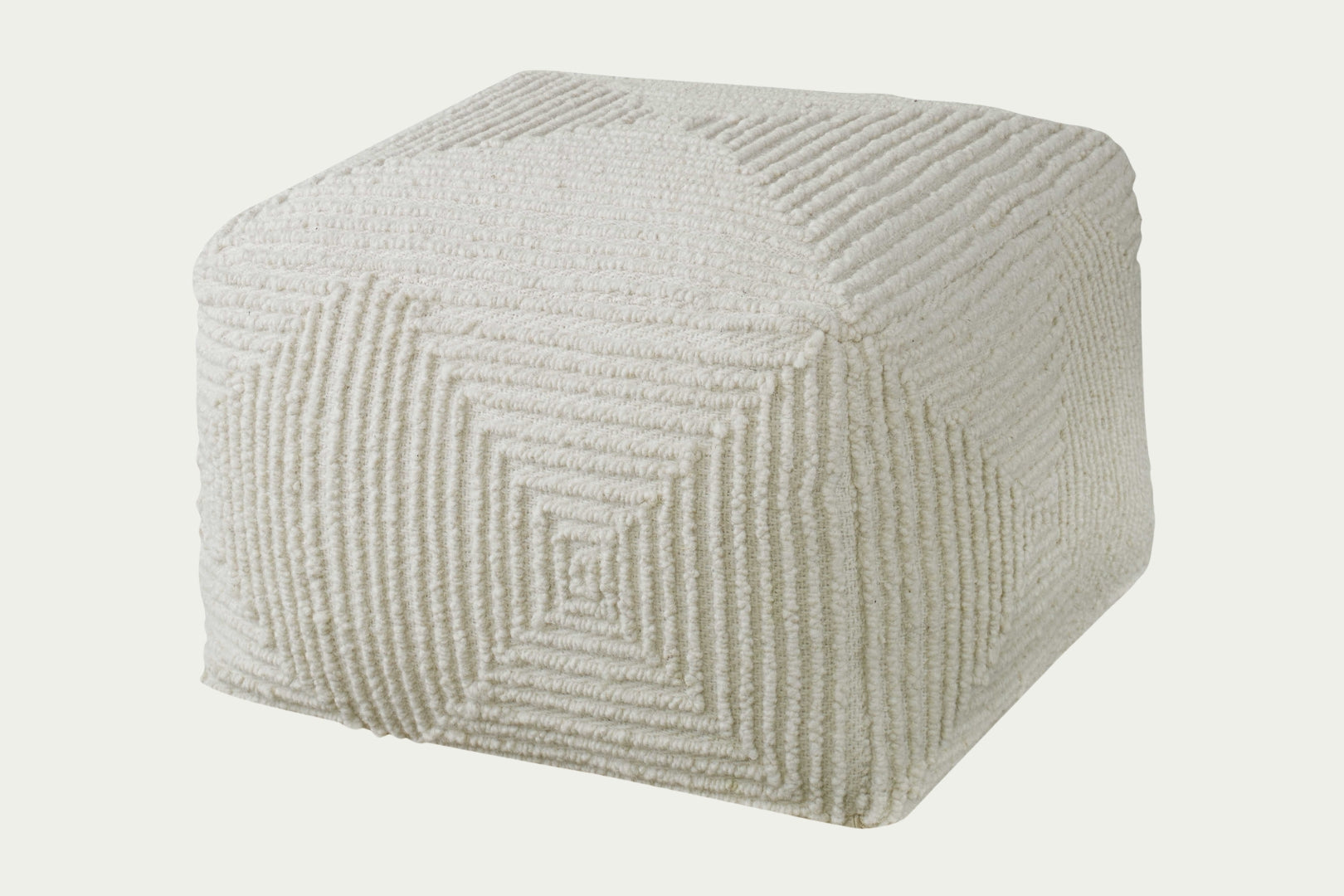 Ivory Cafe Pouf Square Ottoman in Natural fibers 100% wool