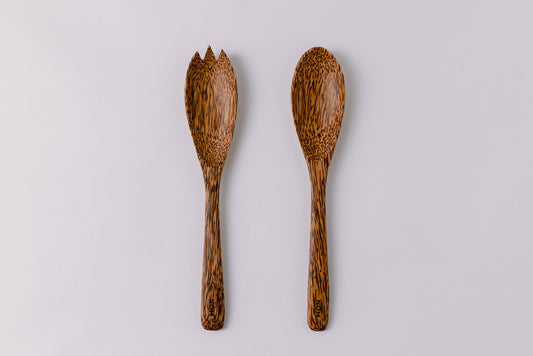 coconut wood serving spoon salad serving utensils set