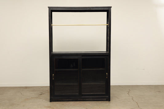 (LHE059) Vintage Teak & Glass Cabinet (54x14x84)
