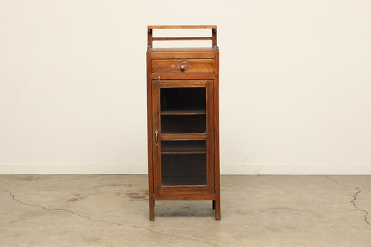 (LHE049) Vintage Teak & Glass Cabinet (20x15x55)