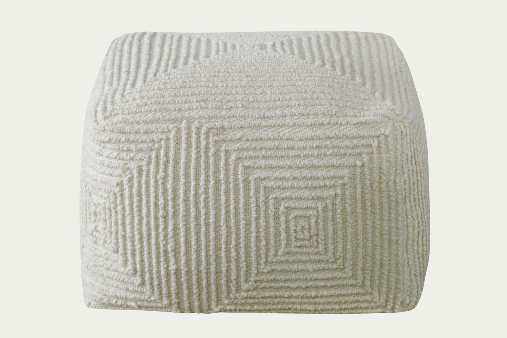 Ivory Cafe Pouf Square Ottoman in Natural fibers 100% wool