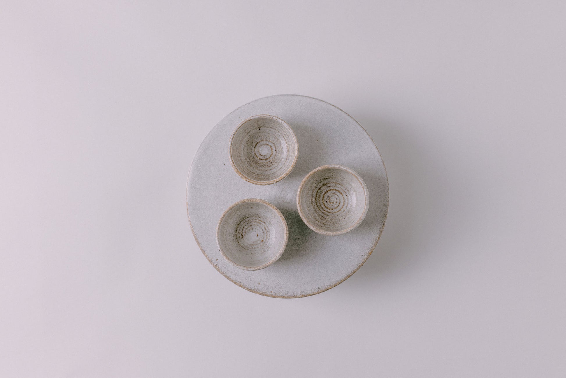 rustic white glaze three bowls and serving platter plate