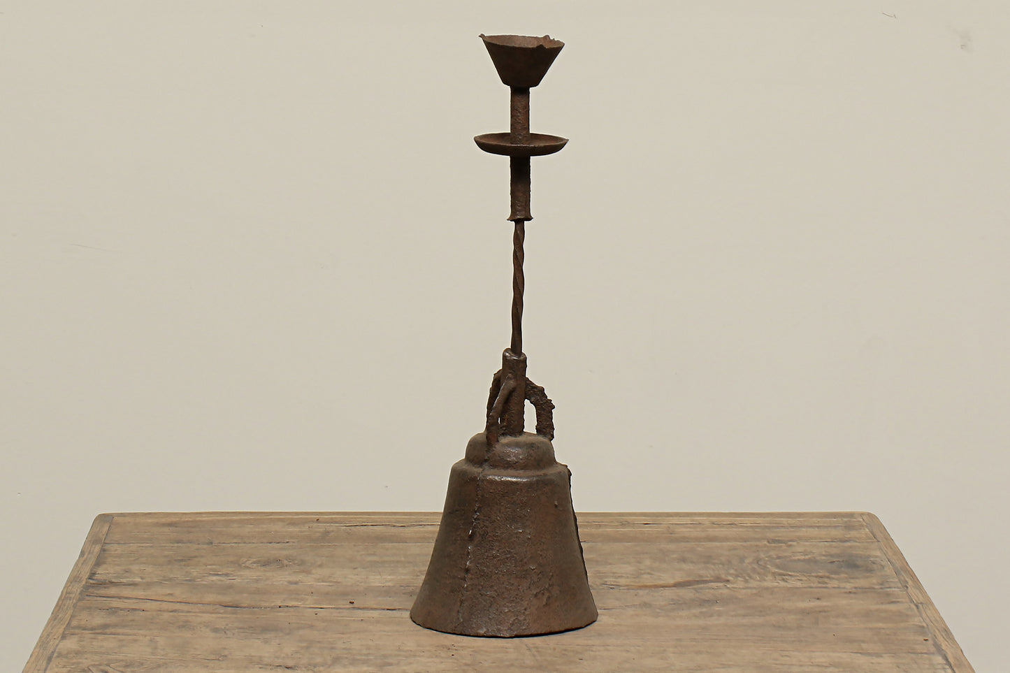 Unique Iron Candlestick twisted eye-catching functional piece.